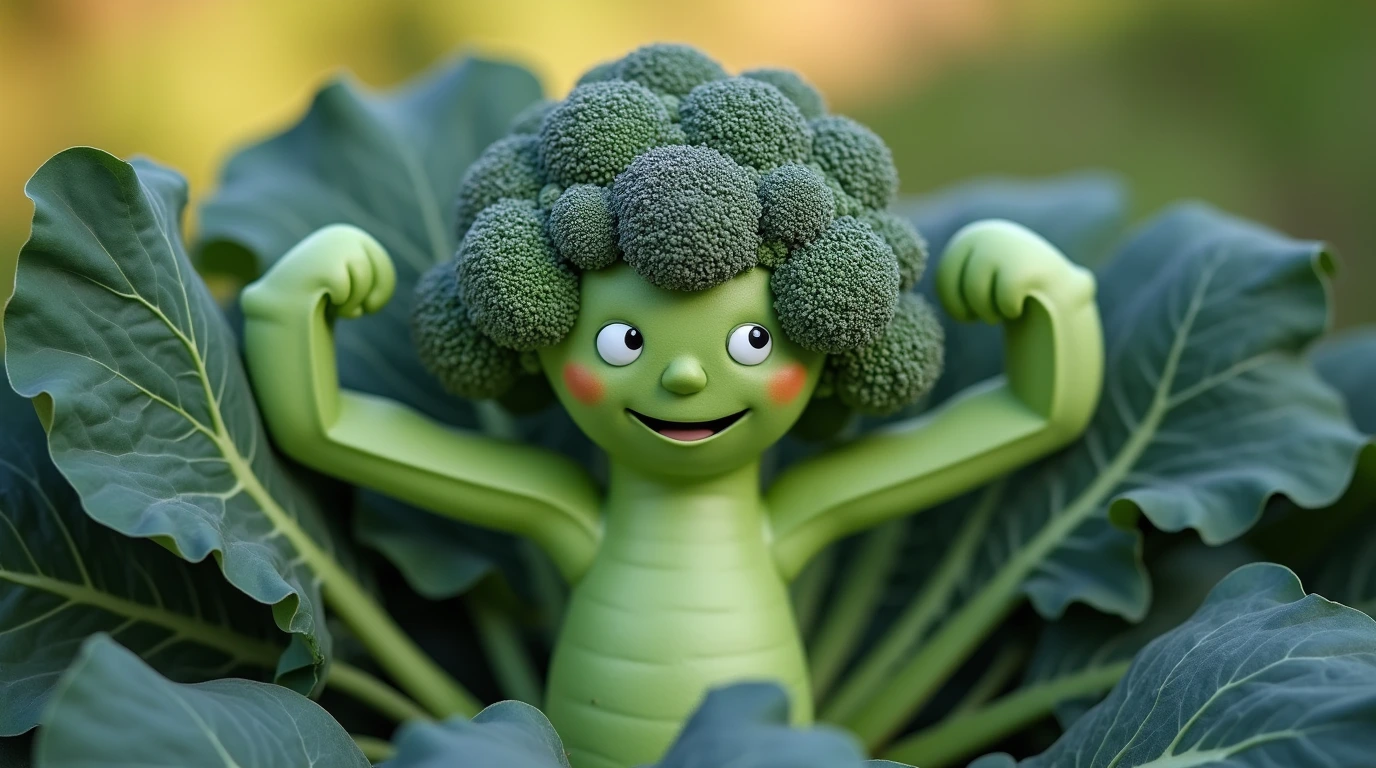 broccoli_ (6) A smiling broccoli showing off its muscles in the garden