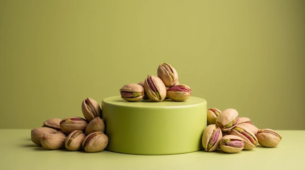 About Pistachios pistachios on the podium like the winner of a vegetable race.